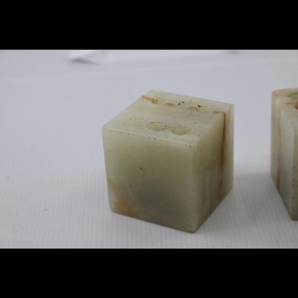 Vintage Carved Onyx Agate Stone Dice Paperweight Pen Pencil Holder Desk - Picture 2 of 8